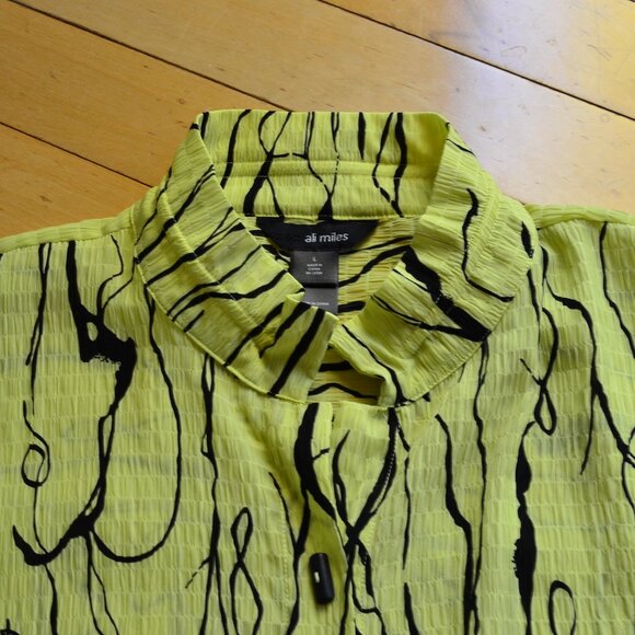 Ali Miles Womens Blouse L Layered Artsy Boho Bohemian Whimsigoth Crepe Flowy - Picture 2 of 12